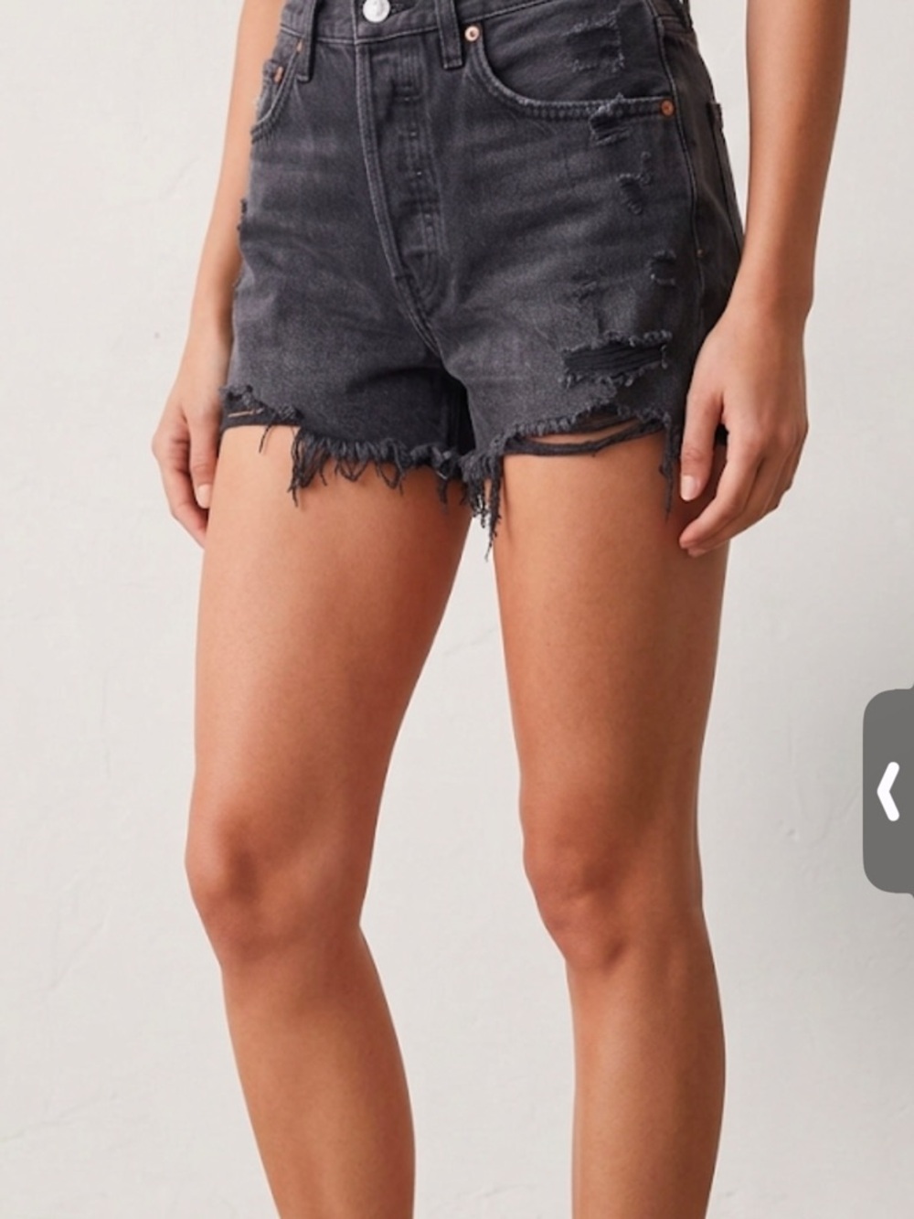 AGOLDE Parker Washed Black button fly High-Rise Distressed Jean Shorts EUC